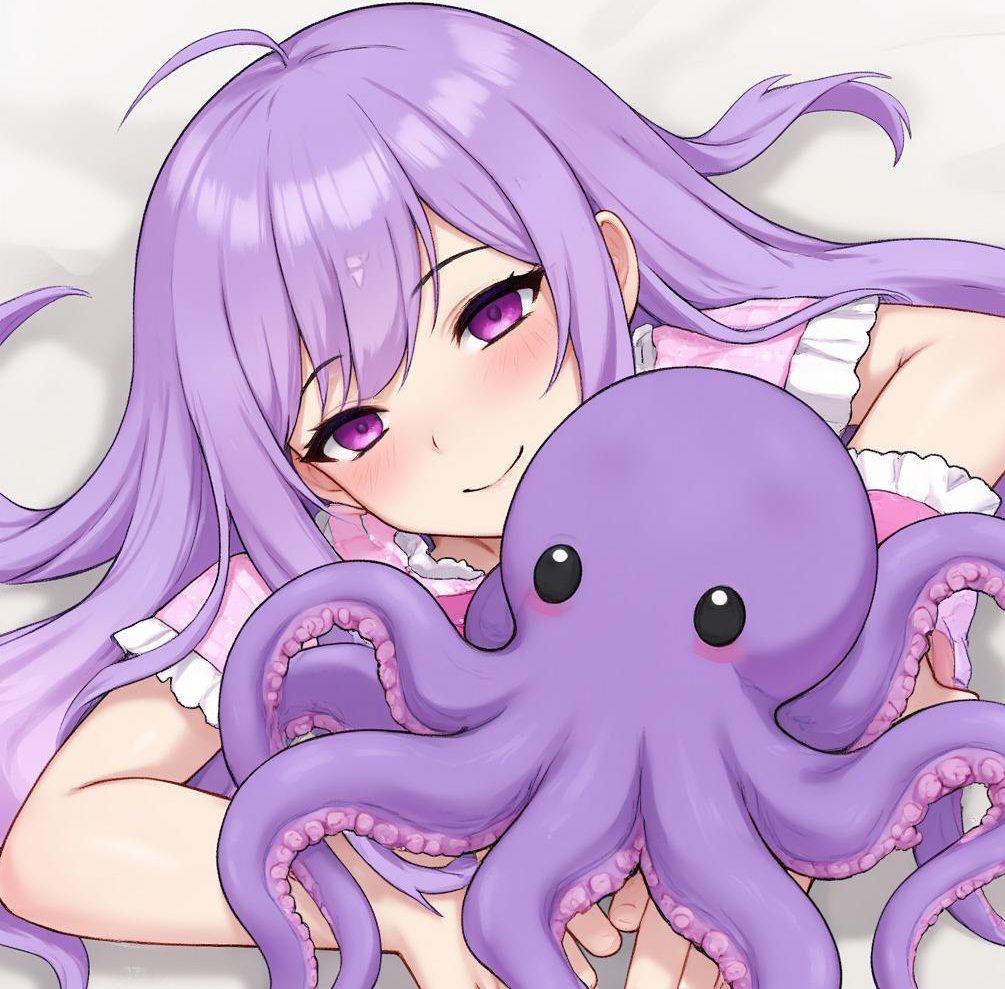 Girl with octopus plushie