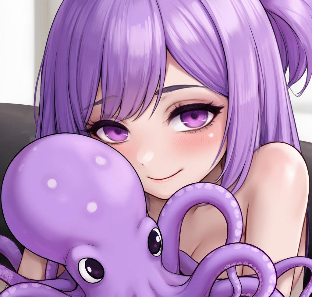 Girl with purple octopus