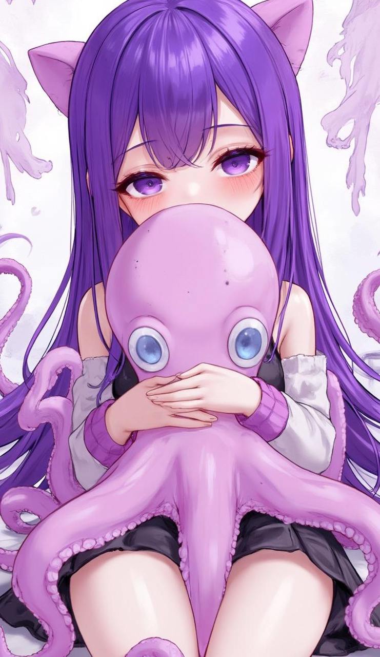 Girl with cat ears and octopus